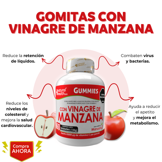 Gomitas de Vinagre de Manzana + Entrega Gratis + Solo pagas al recibir ¡Solo por hoy!