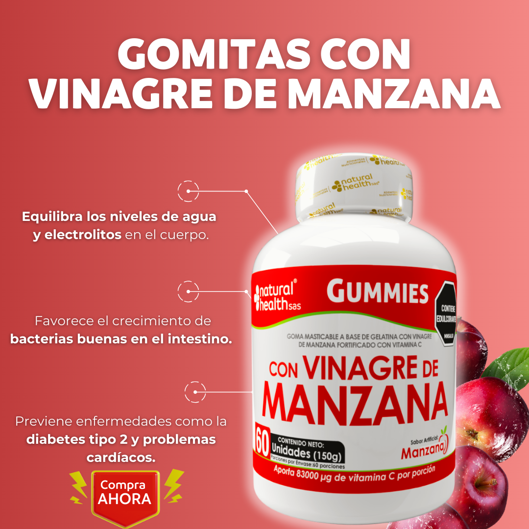 Gomitas de Vinagre de Manzana + Entrega Gratis + Solo pagas al recibir ¡Solo por hoy!