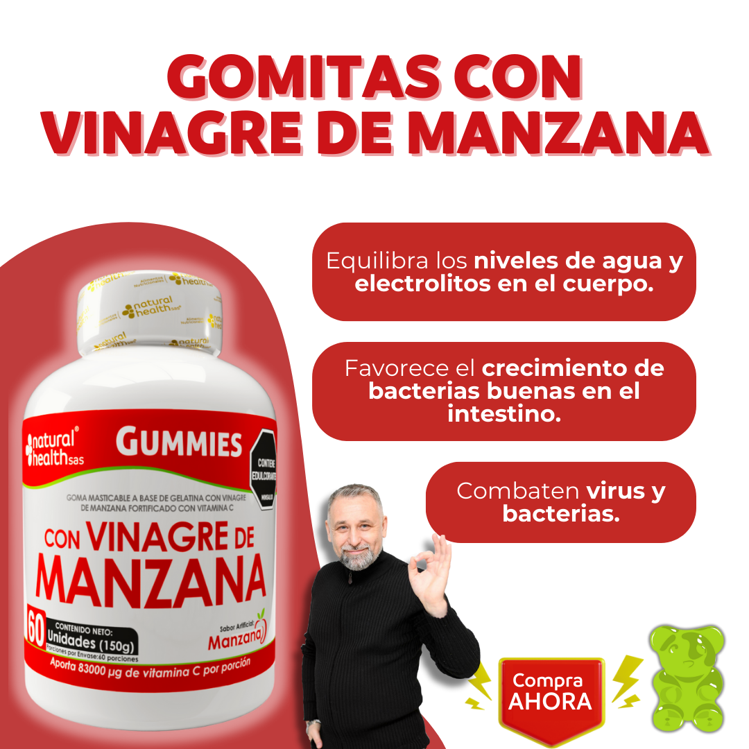 Gomitas de Vinagre de Manzana + Entrega Gratis + Solo pagas al recibir ¡Solo por hoy!